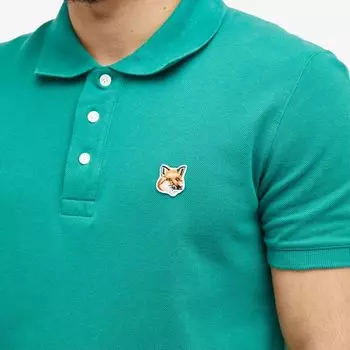 Maison Kitsune Поло обычного размера с нашивкой в виде головы лисы, зеленый