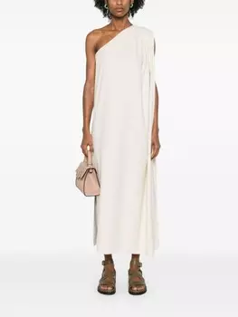 Maison La Plage платье миди Hydra на одно плечо, нейтральный цвет