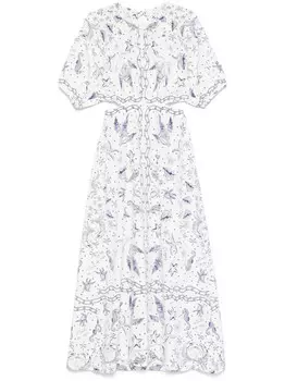 Maison Labiche платье макси Niessel Seashells, синий