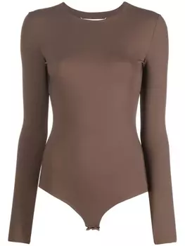 Maison Margiela боди с декоративной строчкой, коричневый
