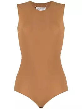 Maison Margiela боди с круглым вырезом, коричневый