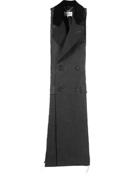Maison Margiela двубортное пальто Spliced без рукавов, серый