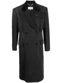 Maison Margiela двубортное пальто Work-In-Progress, серый