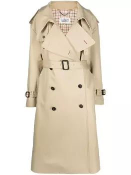 Maison Margiela двубортный тренч, нейтральный цвет