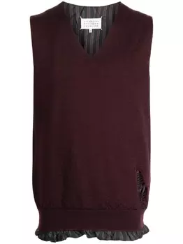 Maison Margiela джемпер без рукавов с эффектом потертости, красный