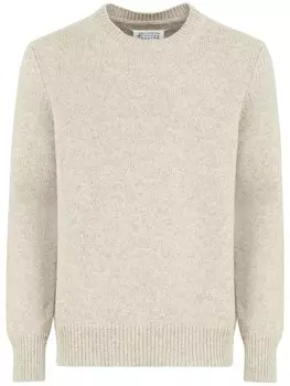 Maison Margiela джемпер с круглым вырезом и четырьмя стежками, нейтральный цвет