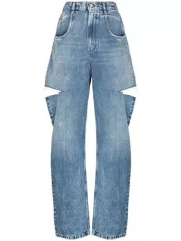Maison Margiela джинсы прямого кроя с разрезами, синий