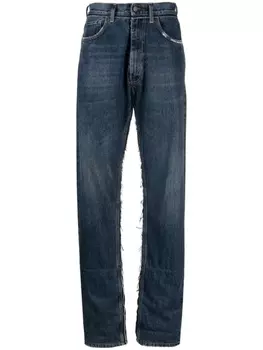 Maison Margiela джинсы широкого кроя с нашивкой-логотипом, синий