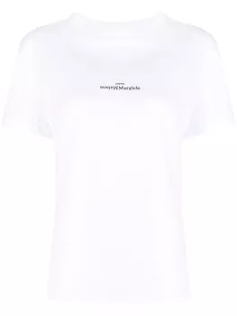 Maison Margiela футболка с вышитым логотипом, белый
