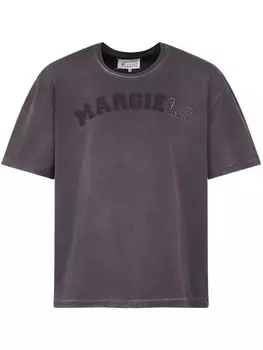 Maison Margiela футболка с вышитым логотипом, черный