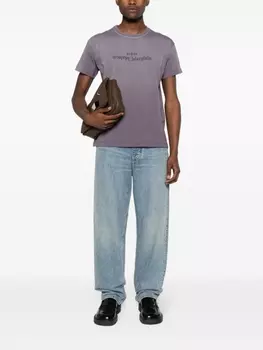 Maison Margiela футболка с вышитым логотипом, фиолетовый