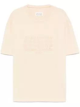 Maison Margiela футболка с вышитым логотипом, серый