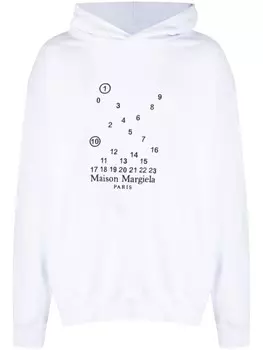 Maison Margiela худи с вышитым логотипом, белый