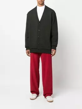 Maison Margiela кардиган с V-образным вырезом и нашивками на локтях, зеленый