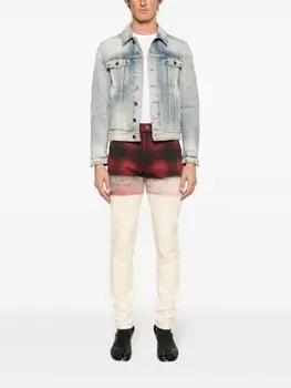 Maison Margiela клетчатые джинсы узкого кроя, нейтральный цвет