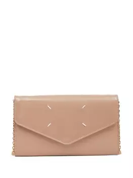 Maison Margiela кошелек на цепочке с декоративной строчкой, нейтральный цвет