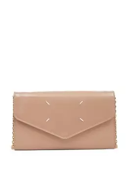 Maison Margiela кошелек на цепочке с декоративной строчкой, серый