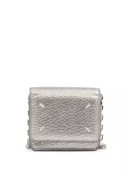 Maison Margiela кожаный кошелек Four Stitches, серебристый