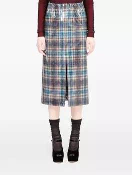 Maison Margiela лакированная юбка в клетку из коллаборации с Pendleton, зеленый