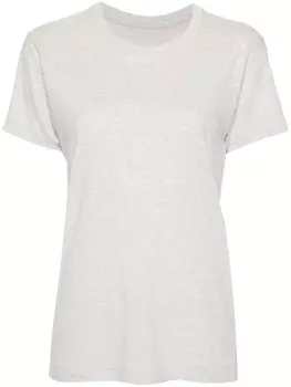 Maison Margiela меланжевая футболка с вышитым логотипом, серый