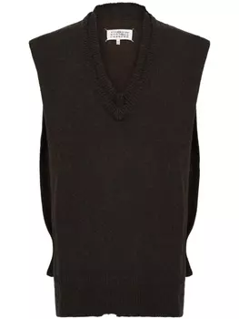 Maison Margiela многослойный топ с V-образным вырезом, коричневый