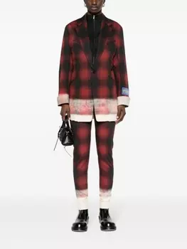 Maison Margiela однобортный пиджак в клетку тартан, серый