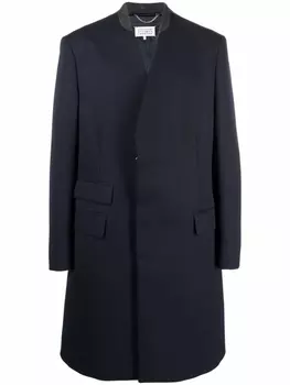 Maison Margiela пальто миди без воротника, синий