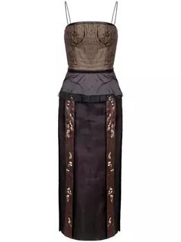 Maison Margiela платье с наружными швами, коричневый