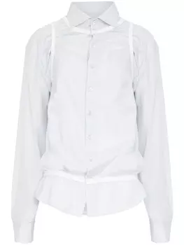 Maison Margiela рубашка с декоративной строчкой, синий