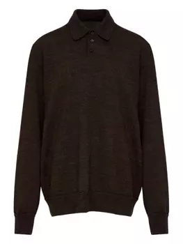 Maison Margiela шерстяная рубашка поло с нашивками на локтях, коричневый