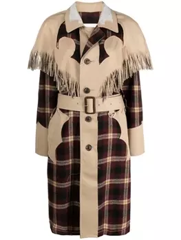 Maison Margiela шерстяное пальто в клетку, красный