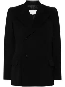 Maison Margiela шерстяной блейзер со смещенной застежкой, черный