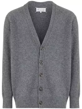 Maison Margiela шерстяной кардиган с V-образным вырезом, серый