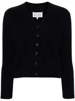 Maison Margiela шерстяной кардиган с V-образным вырезом, синий
