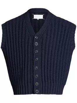 Maison Margiela шерстяной жилет в рубчик, синий