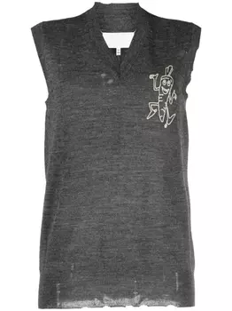 Maison Margiela шерстяной жилет вязки интарсия, серый