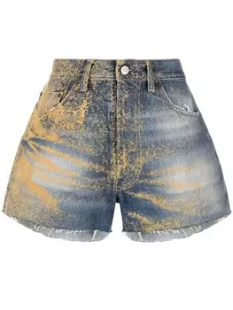 Maison Margiela шорты с завышенной талией и узором, синий