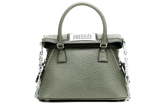 Maison Margiela Сумка-купол из коровьей кожи с зернистой текстурой 5AC, обычная женская, цвет "травянисто-зеленый"