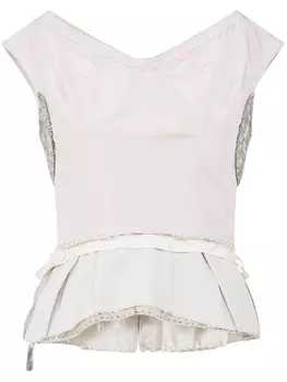 Maison Margiela топ с баской и вставками, нейтральный цвет
