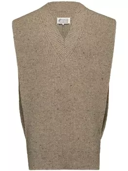 Maison Margiela трикотажный жилет с V-образным вырезом, коричневый