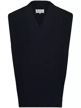 Maison Margiela трикотажный жилет с V-образным вырезом, синий