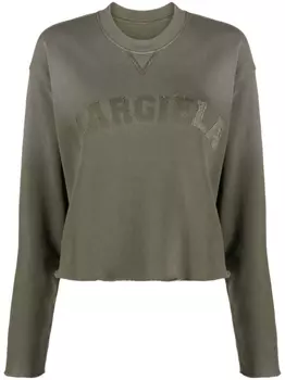 Maison Margiela укороченная толстовка с нашивкой-логотипом, зеленый