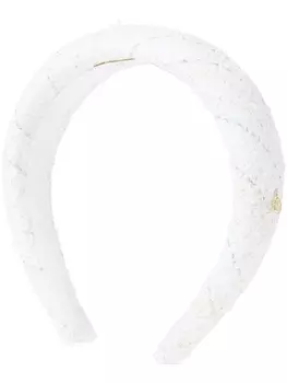 Maison Michel твидовая повязка на голову с логотипом Miwa, белый