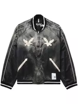 Maison Mihara Yasuhiro атласный бомбер с вышивкой, черный