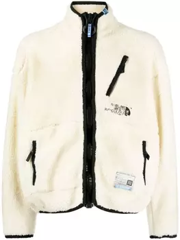 Maison Mihara Yasuhiro фактурная куртка с вышитым логотипом, белый