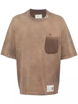 Maison MIHARA YASUHIRO футболка с выцветшим эффектом, коричневый