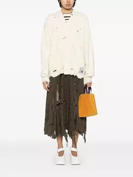 Maison MIHARA YASUHIRO кардиган с эффектом потертости, нейтральный цвет