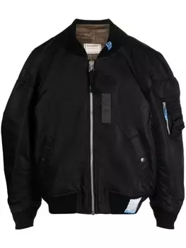 Maison Mihara Yasuhiro шерстяной бомбер со вставками, черный