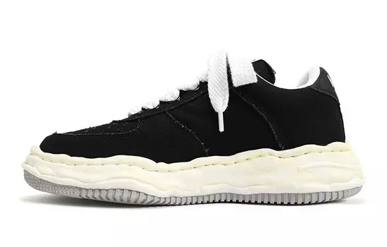 Maison Wayne OG Sole Washed Canvas Low Black Mihara Yasuhiro
