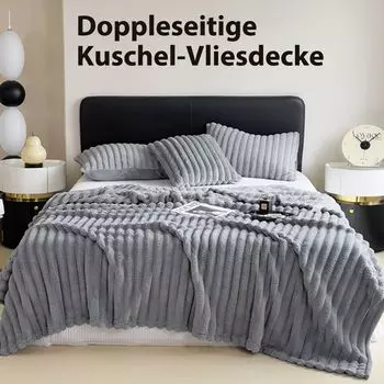 MAJA DESIGN 2-стороннее одеяло, фланелевое одеяло, толстое одеяло для дивана, покрывало в полоску, 180x200 см, серое, серый
